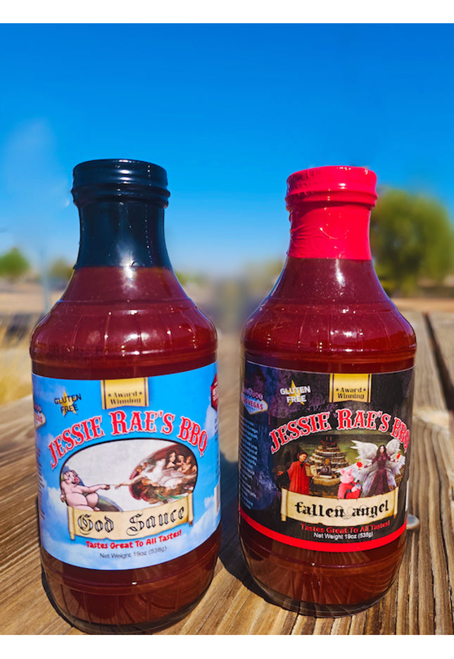 God Sauce and Fallen Angel BBQ Sauce Case of 2