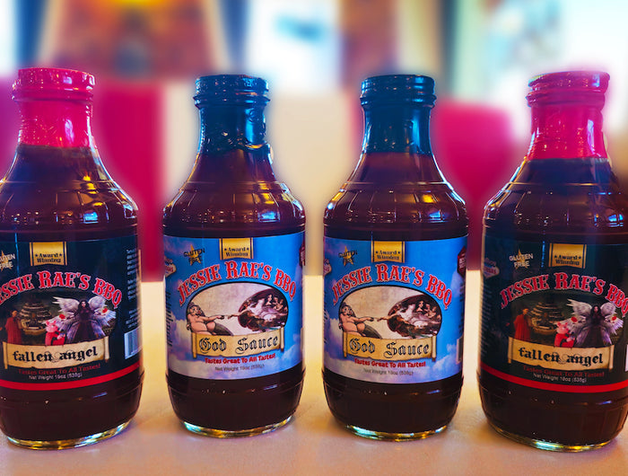 <h5><span style="text-decoration:underline">TAKE HOME OUR FAMOUS SAUCES</span></h5><h2>GOD SAUCE & FALLEN ANGEL</h2><p>Not local to us? We ship nationwide!</p>